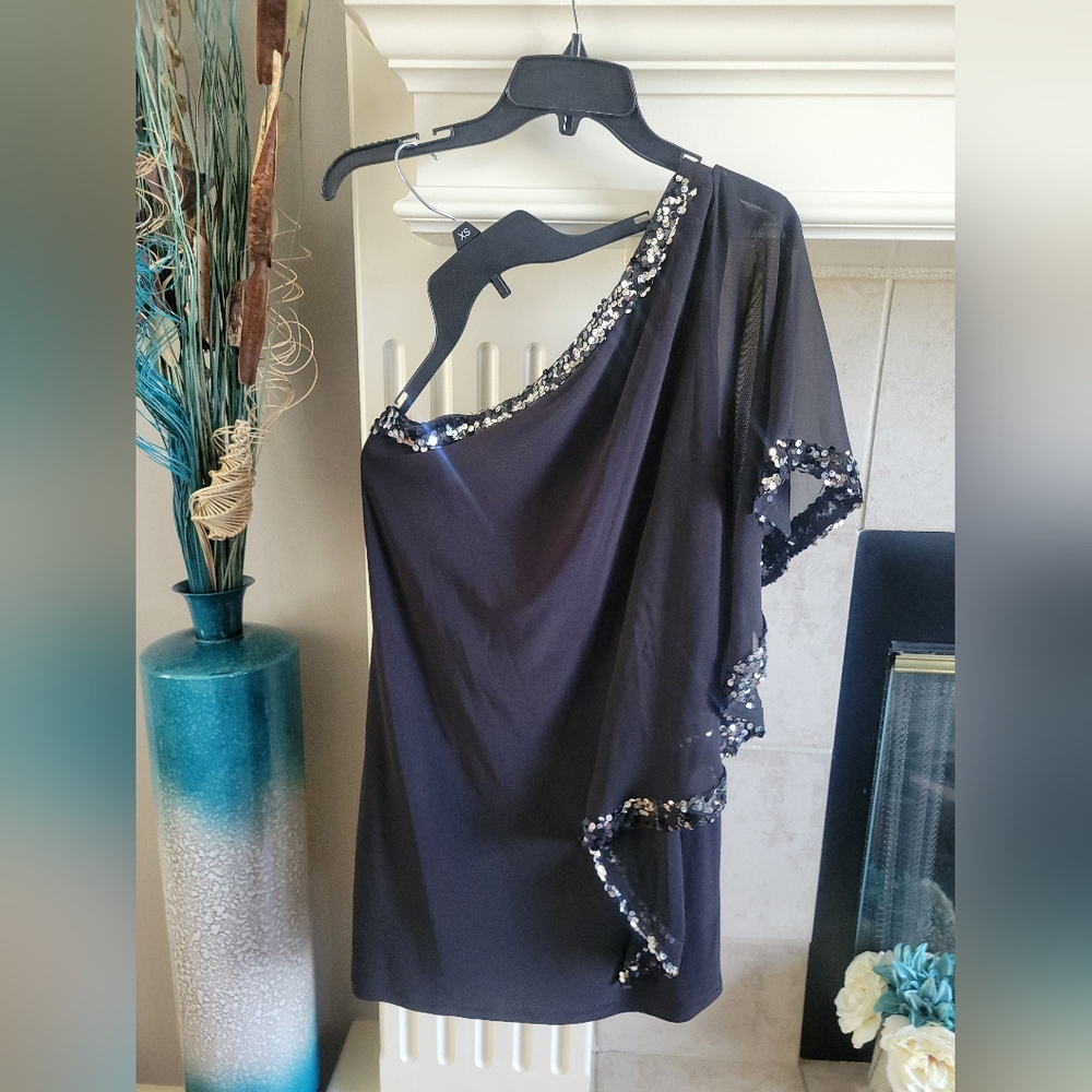 Black One Shoulder Sequin Dress